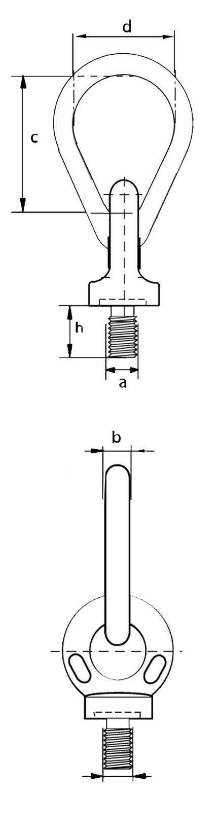 collared eye bolt with egg link dimensions